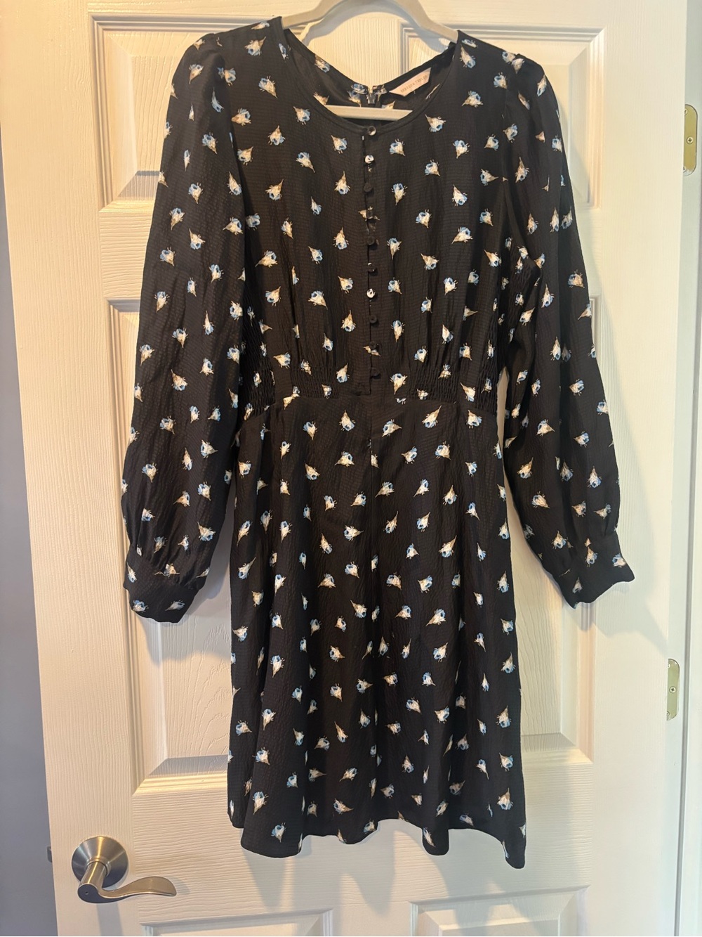 Rebecca Taylor Black Floral Long Sleeve Women's Dress